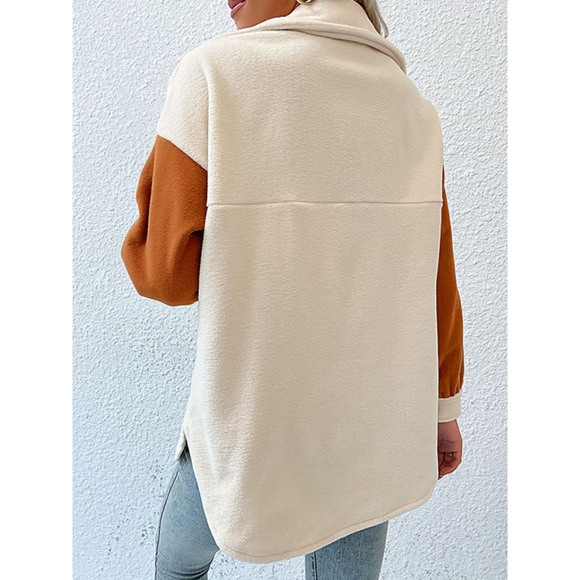 Contrast Button-Up Fleece Jacket - Picture 5 of 5